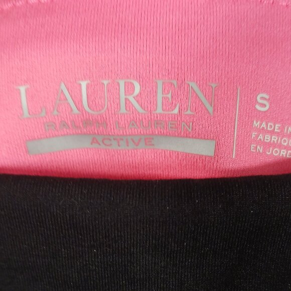 Lauren Ralph Lauren Active, Black Activewear Leggings with Pink Trim, Size Small - Picture 2 of 13